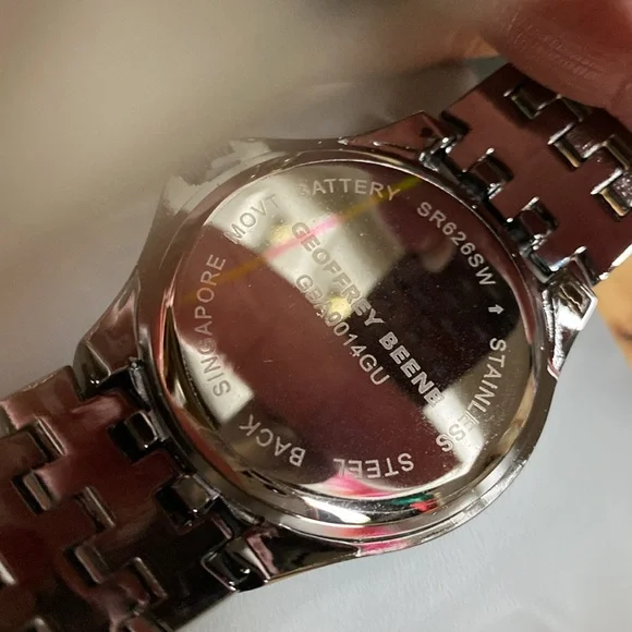 Geoffrey Beene Mens Diamond Blue Black Dress Watch 43mm SS Bracelet NWT - Picture 4 of 8